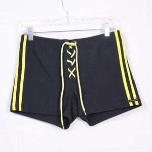 Sauvage Swim Trunks Mens L Black Yellow Lace Up Side Stripe Waist